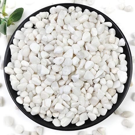 YISZM 5LB Succulent and Cactus Gravel Pebbles, 3/8 Inch White Stones | Natural Decorative Polished Stones, River Rocks for Plants, Vases, Aquariums, Terrarium and Outdoor Gardening