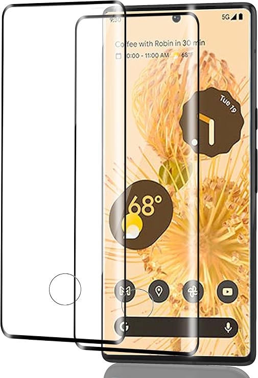 Tempered Glass Screen Protector for Google Pixel 6 Pro Pack of 2 Fingerprint ID Tempered Glass Screen Protector for Google 6 Pro Film 9H Hardness Protective Glass for Pixel 6 Pro Tempered Glass