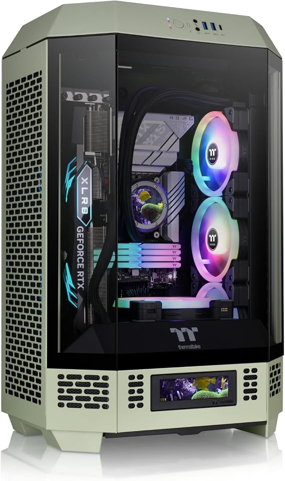 Thermaltake Tower 300 Matcha Green Micro-ATX Case; 2x140mm CT Fan Included; Support Up to 420mm Radiator; Optional Chassis Stand Kit Allows Horizontal Display; CA-1Y4-00SEWN-00;
