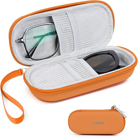 Luxtude Double Glasses Case Hard Shell, Portable Double Eyeglass Case