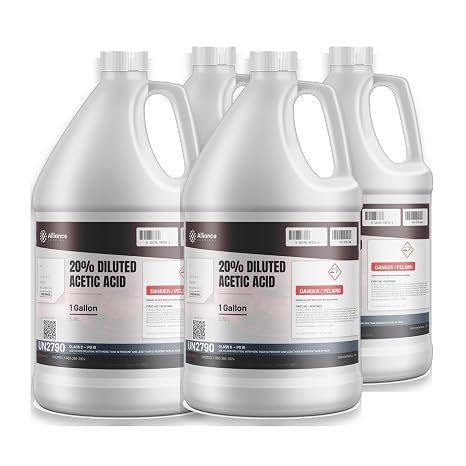 Alliance Chemical 20% Diluted Acetic Acid Food Grade - 4 Gallons x 36 Cases - Industrial pH Adjuster