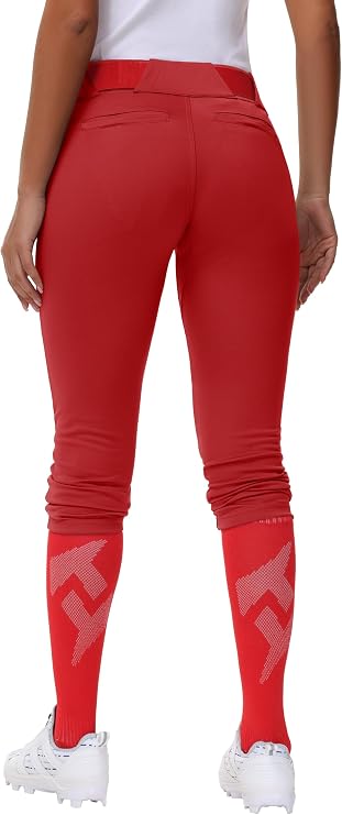 MIVEI Women's Utility Softball Pants - Woman Adult Tweeners Low Rise 3/4 Leg Track Pants Dual-Layer Knee Youth Girls