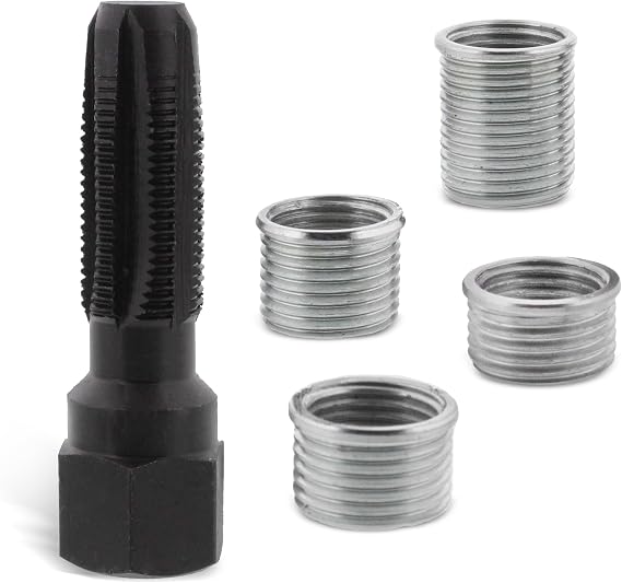ABN Spark Plug Thread Repair Kit, 14mm Reamer Cylinder Thread Repair Tool & Thread Insert Spark Plug Rethreader Kit