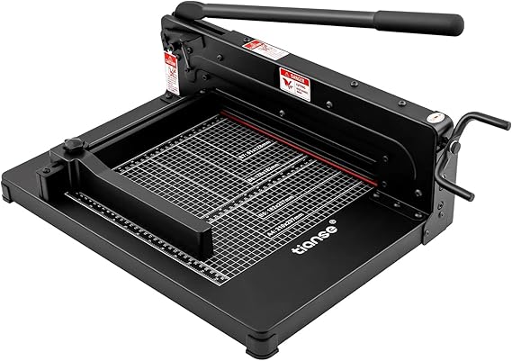 TIANSE Heavy Duty Guillotine Paper Cutter A4 12" Guillotine Paper Cutter 500 Sheet Capacity Solid Steel Construction with Double Safety Protection Perfect for Trimming Paper Cardstock Matboard Black