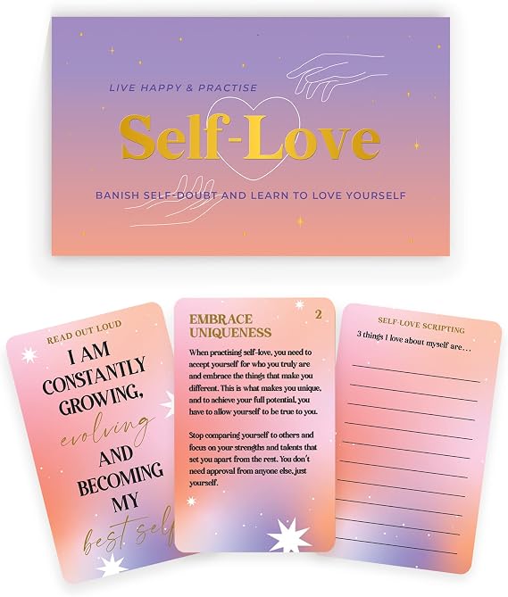 Gift Republic Live Happy & Practice Self Love - 100 Card Pack to Build Confidence and Self Acceptance