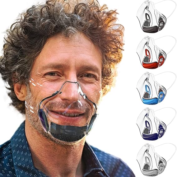 FULIER Transparent Mask Anti-Fogging Fashion Outdoor Protective Clear Face Mask 5pcs Breathable & Reusable