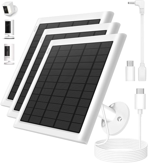 3-Pack 8W Solar Panel Chargers for Ring Cameras with 10FT Cables