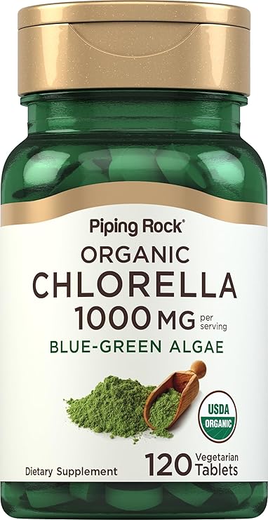 Piping Rock Chlorella | 1000mg | 120 Tablets | Organic Blue-Green Algae | Non-GMO, Gluten Free Supplement