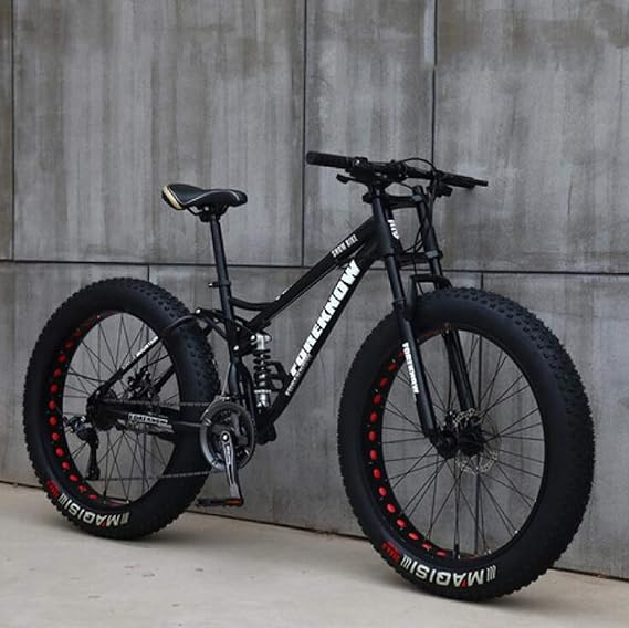WLWLEO Mens Mountain Bike 26 Inch Full Suspension Mountain Bikes Bicycle, Soft Tail Dual Suspension Fat Tire Bike Double Disc Brake, Beach Snow All Terrain MTB