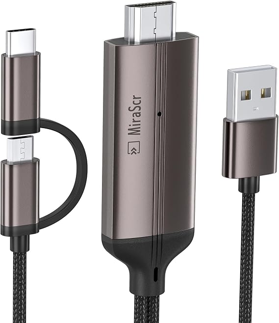 KAMING 2'si 1 arada USB C Tipi C/Mikro USB Android Telefon - TV HDMI Kablosu, MHL - HDMI Adaptörü 1080P HD HDTV Yansıtma ve Şarj Kablosu Tüm Android Akıllı Telefonlar için Tabletler -