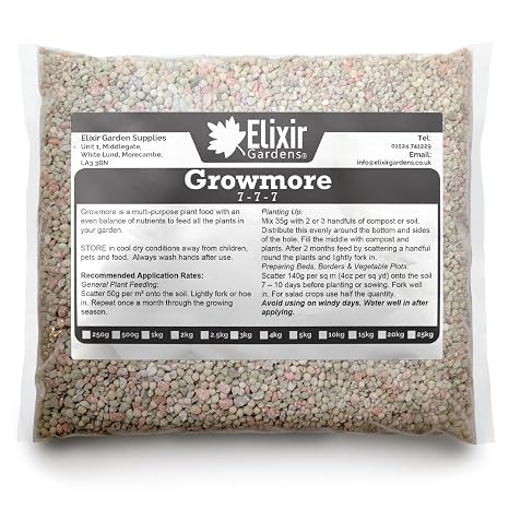 Elixir Gardens Growmore 7-7-7 Fertiliser 5kg Bag