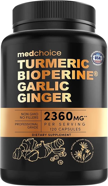 MEDCHOICE 4-in-1 Turmeric Joint Support with Garlic & BioPerine, 120ct | Mobility, Flexibility and Digestive Comfort Support, Turmeric with Garlic and BioPerine, Joint Supplement