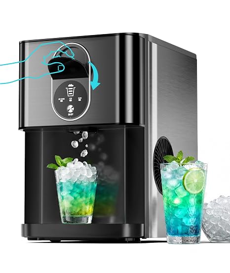 Kismile Countertop Nugget Ice Maker, 44Lbs/24H Self-Cleaning, Black