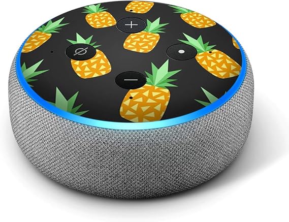 Pineapples Dark Background - Vinyl Decal Skin Compatible with Amazon Echo Dot 3rd Generation Alexa - Decorations for Your Smart Home Speakers, Great Gift for mom, dad, Birthday, Kids