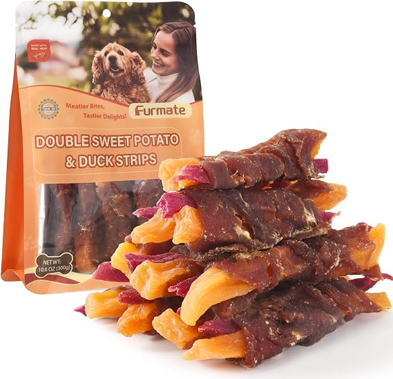 Dog Jerky Treats Duck Wrapped Orange Purple Sweet Potato, 10.6 oz
