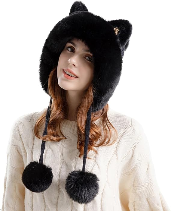 Women Winter Hooded Scarf Hat, Warm Fleece Balaclava One Piece Slouchy Hoodie Hat Knitted Beanie Skull Cap Neck Warmer