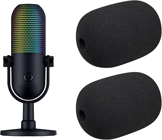 SOULWIT 2Pcs Pop Filter for Razer Seiren V3 Chroma(2024 Gen3) - Black