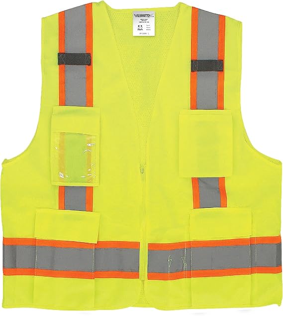 Yellow Hi-Vis Deluxe Vest ANSI CL2 Safety Vest, Reflective Vest for Work, Construction & High-Traffic Areas