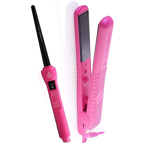 2 Pack Herstyler Baby Curls Mini Curling Iron and Colorful Seasons Ceramic Flat Iron