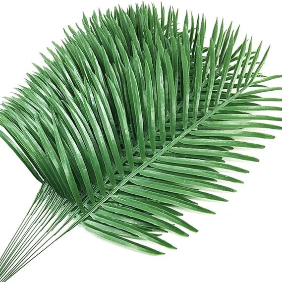 12pack Palm Leaves Branches for Palm Sunday Artificial Plants Fake Palms Frond Tropical Plant for Floral Arrangement Hawaiian Jungle Beach Wedding Party (12, Light Green)