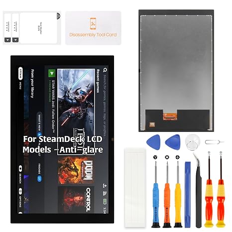 Olivechard For Steam Deck LCD Screen Replacement (Matte / Anti-Glare) 7" Original for Handheld Game Valve SteamDeck 64GB/256GB/512GB LCD Display Assembly (Not For OLED 2023 7.4") LCD Panel & Touch Digitizer