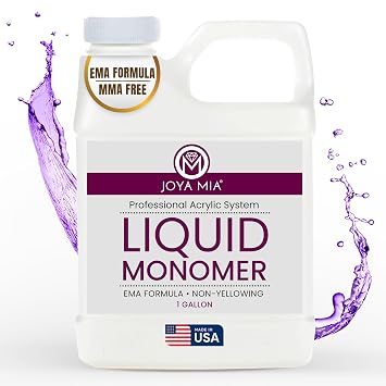 Liquid Monomer, Fast Setting Acrylic Monomer for Salon-Quality Nail Shaping and Acrylic Nail Powder Application, MMA-Free Nail Monomer with Superior Adhesion Formula, 1 Gallon 128 oz - Joya Mia