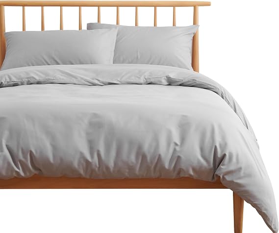 Kumori Bedding Cover Set, Double, 4-Piece Set, Duvet Cover, Fitted Sheet, Pillowcase, Western Style, Japanese Style, Light Gray | 寝具カバーが一式揃う便利な4点セット| ベッドにも敷き布団にも対応| ピーチスキン加工でなめらかな肌ざわり| 乾きやすくお手入れ簡単| 洗い替えにも便利