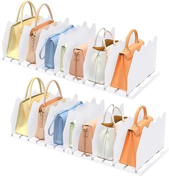 SOYO Adjustable Shelf Dividers for Closet, Purse Organizers for Bag, White