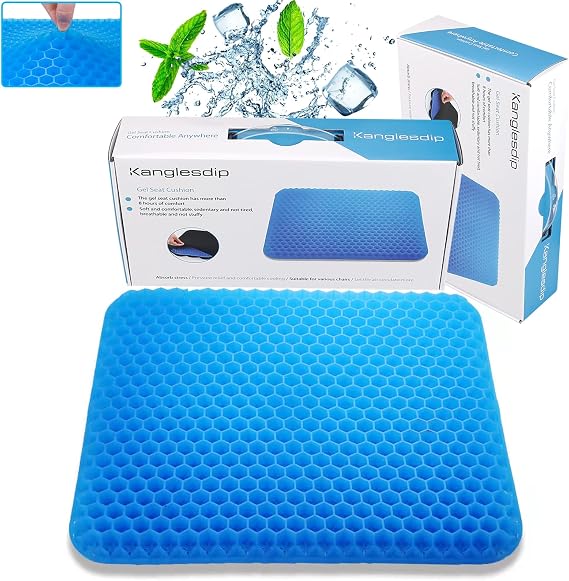 Gel Seat Cushion for Long Sitting - Non Slip Orthopedics Gel Cushion for Tailbone Pain Relief - Office Chair Wheelchair Car Seat Cushion - Sciatica & Hemorrhoid Relief - Egg Seat Gel