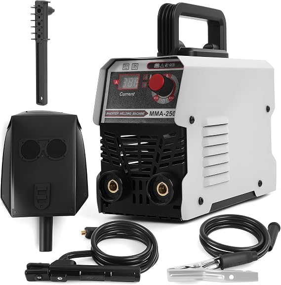 Portable Welding Machine, MMA-250 Upgraded Welder Machine 220V, Mini Electric Welding Machine, IGBT Inverter Stick Welder with Hot Start Arc Force Anti-Stick, ARC Welder for 1/16"-1/8" Rods (Grey)