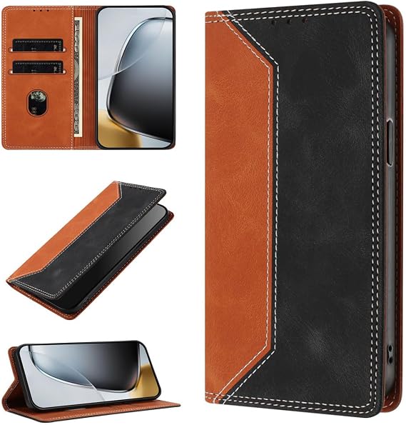 Compatible with itel A49, RFID Blocking Splicing Leather Wallet Kickstand Shockproof Cover Phone Case for itel A49-Black