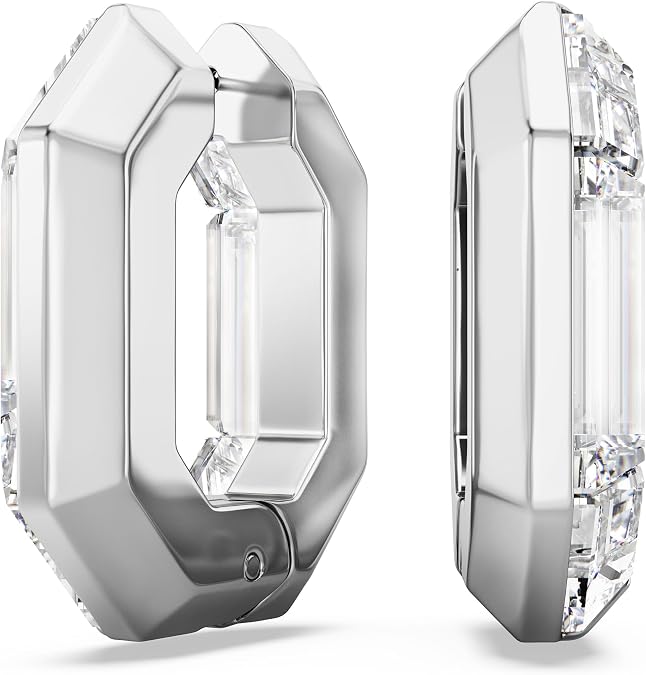 Swarovski Lucent Hoop Earrings, Octagon Shape, Small, Clear