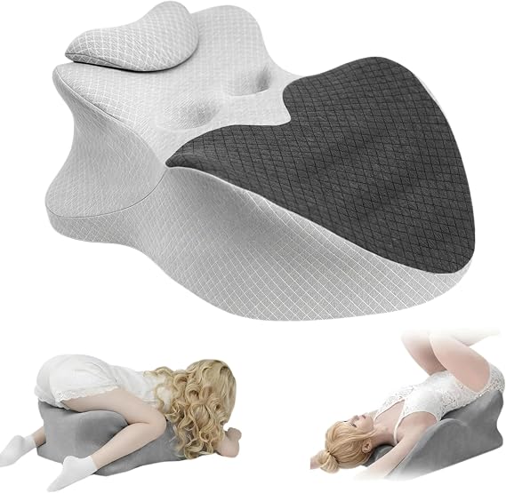 Intimacy Support Pillow for Couples, 27° Ergonomic Memory Foam Position Cushion, Multi-Functional Back Lumbar Support Pillow for Bedroom Living Room Office (Black & Grey)