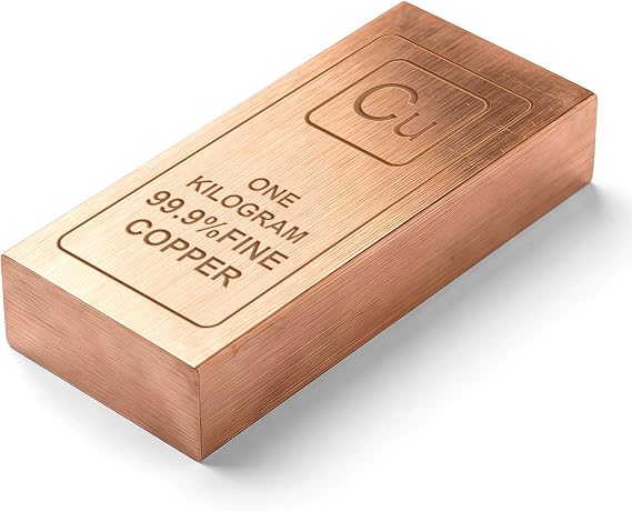 Solid Copper Bar 1 KG(2.2lb) | 99.9% Pure Copper (Cu 999) | Decorative Collectible Ingot for Display, Crafts & Educational Use
