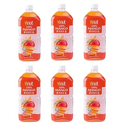 Vinut Viunt 100% Mango Juice-No Added Sugar, 33.8 Fl Oz, Not from Concentrate, Fresh, Non-GMO Pack of 6, Mango