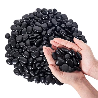 GreatBuddy 15-lb Black River Rocks for Landscaping, 1-2 Inches Black Polished Pebbles, Decorative Rocks for Plants Indoor& Outdoor, Garden Landscaping, Aquariums, Vases, Potted Plants, Home Decor