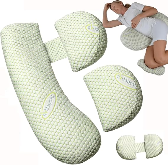 Pregnancy Pillow,Extended Maternity Pillow Full Body Support,Detachable Adj | Upgraded U Shaped Pregnancy Body Pillow,Body Support Pillow for Back,Belly,Hips, Legs,Detachable and Adjustable(Green)