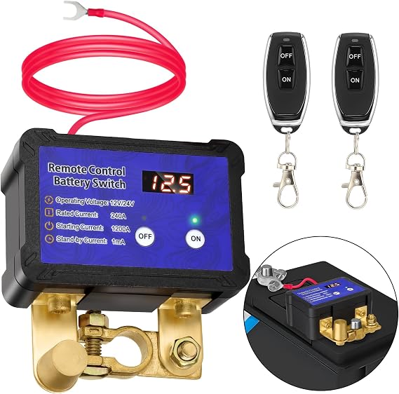 Kill Switch with Voltage Display Remote Battery Disconnect 12V/24V 240A