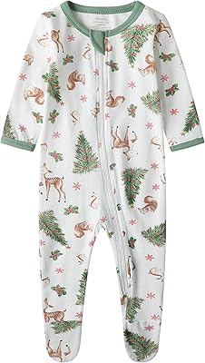 O2 BABY Baby Boys Girls Organic Cotton Zip-Front Sleeper Pajamas, Footed Sleep n Play