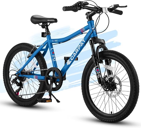 S20101 20 Inch Kids Bike, Boys Girls Mountain Bike Ages 8-12, 7 Speed Teenager Children Kids' Bicycles, Front Suspension Disc U Brake, 14 Inch Height Steel Frame