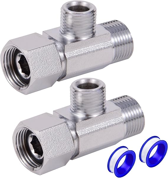 Brass Angle Stop Add-A-Tee Valve, 3/8-Inch Compression Inlet X 3/8-Inch Outlet X 1/4-Inch Outlet (3/8x 3/8x 1/4 Add-A-Tee Chromed)