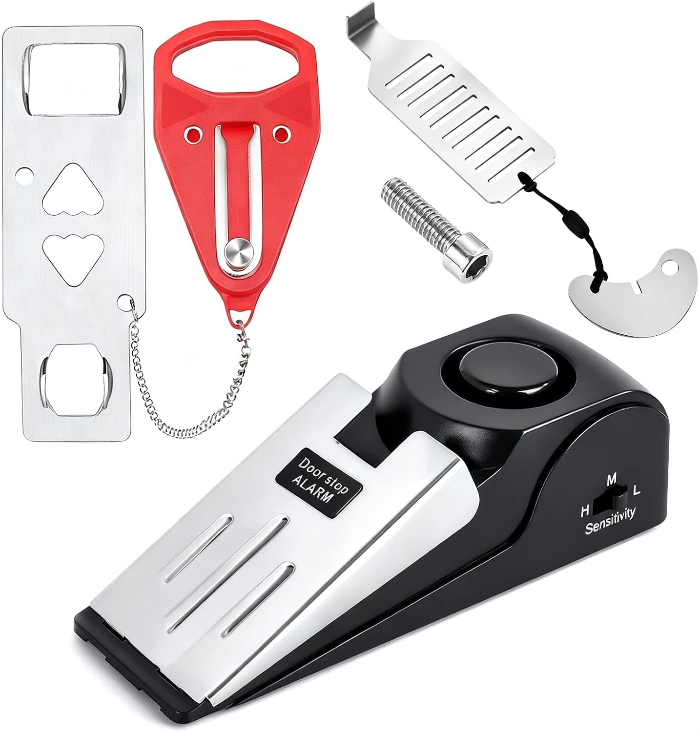 Portable Door Lock, 3 PCS Hotel Door Lock Travel Safety, Non-Slip Wedge Door Stopper Alarm with 120dB Alert, Travel Door Lock for Home Hotel Travel Security Personal Protection (No Battery)
