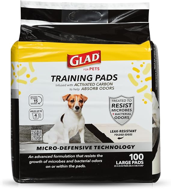 Glad for Pets Activated Carbon Training Pads, Absorbs Odors, 100 Count