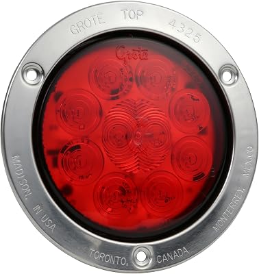 Grote 53302 Supernova 4 10-Diode Pattern LED Stop Tail Turn Light - STT, Stainless Steel Theft-Resistant Flange, Male Pin