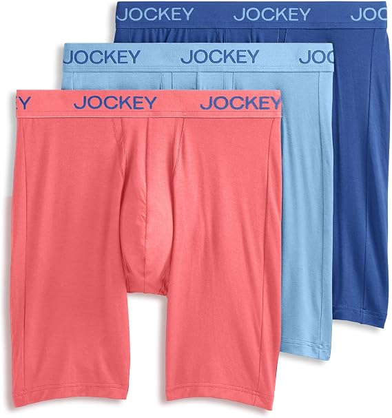 Jockey Men's Underwear Chafe Proof Pouch Ultra Soft Modal 8.5" Long Leg Boxer Brief - 3 Pack