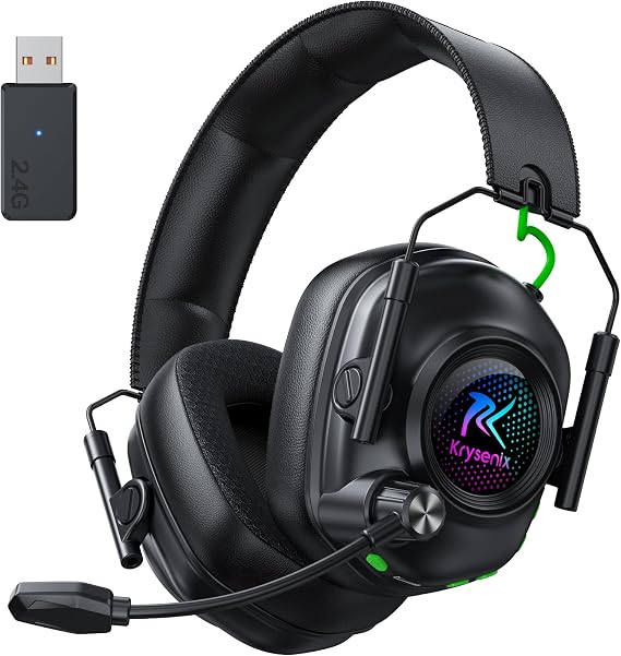 Krysenix Wireless Gaming Headset for PC, PS5, PS4, Switch, Mac - Black