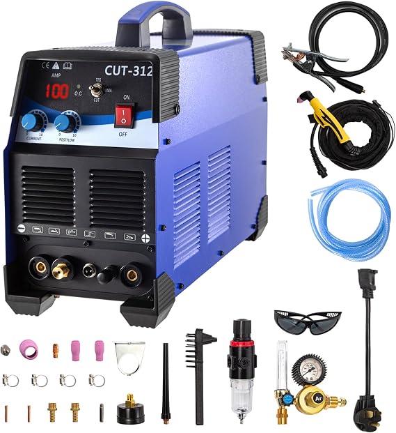 TIG/MMA Plasma Cutter CT312P 3 in 1 Combo Welding Machine Tig Welder 120A Arc Welder 120A Plasma Cutter 30A Non-Touch Pilot Arc Plasma Cutting Machine Dual Voltage 110 220V