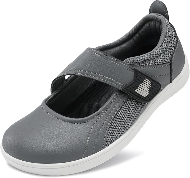 BARERUN Womens Walking Shoes Classic Mary Jane Flats Wide Toe Diabetic Shoes for Women Adjustable Breathable Lightweight Daily Barefoot Shoes