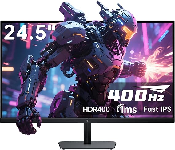 KTC 24.5 Inch 400 HZ Gaming Monitor Fast IPS 1 ms FHD 1080p Adaptive Sync HDR 400 128% sRGB 2 x HDMI 2 x DP Tilt Adjustable Silver-Grey Vesa 360 HZ H25X7