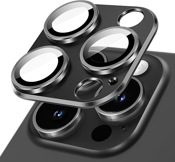 JETech Camera Lens Protector for iPhone 15 Pro/15 Pro Max, Space Black